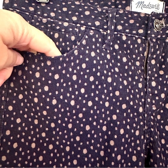 Madewell Skinny Corduroy Stretchy Jeans Navy and Beige Polkadot Size 25 - Picture 7 of 13